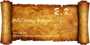 Rákosy Kabos névjegykártya